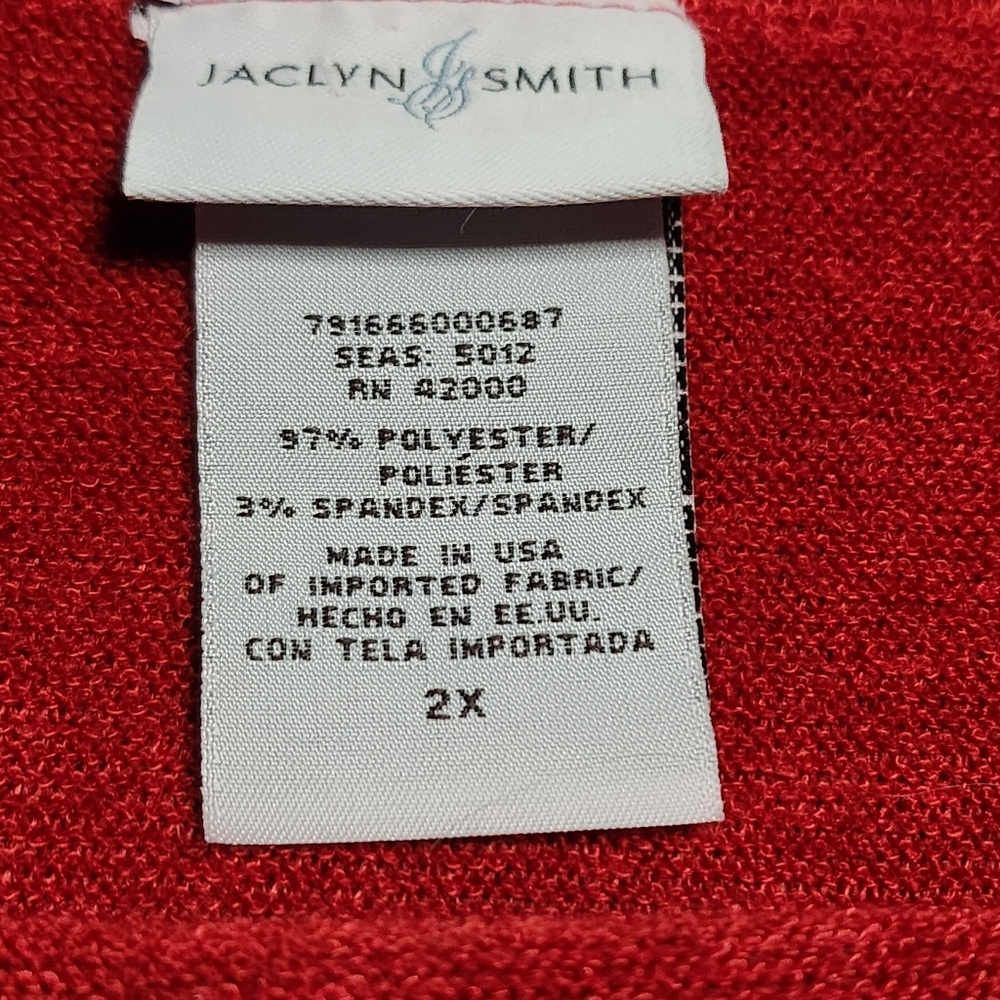 Jaclyn Smith Women's Red Sequin Off the Shoulder Long-Sleeve Sweater Size 2X E24 - Picture 3 of 5